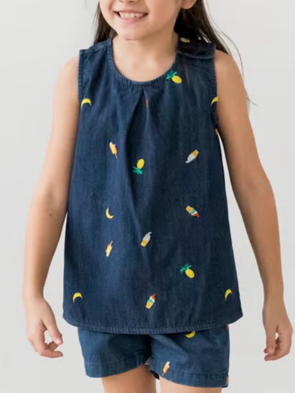 Hanna Andersson chambray embroidered girls top
